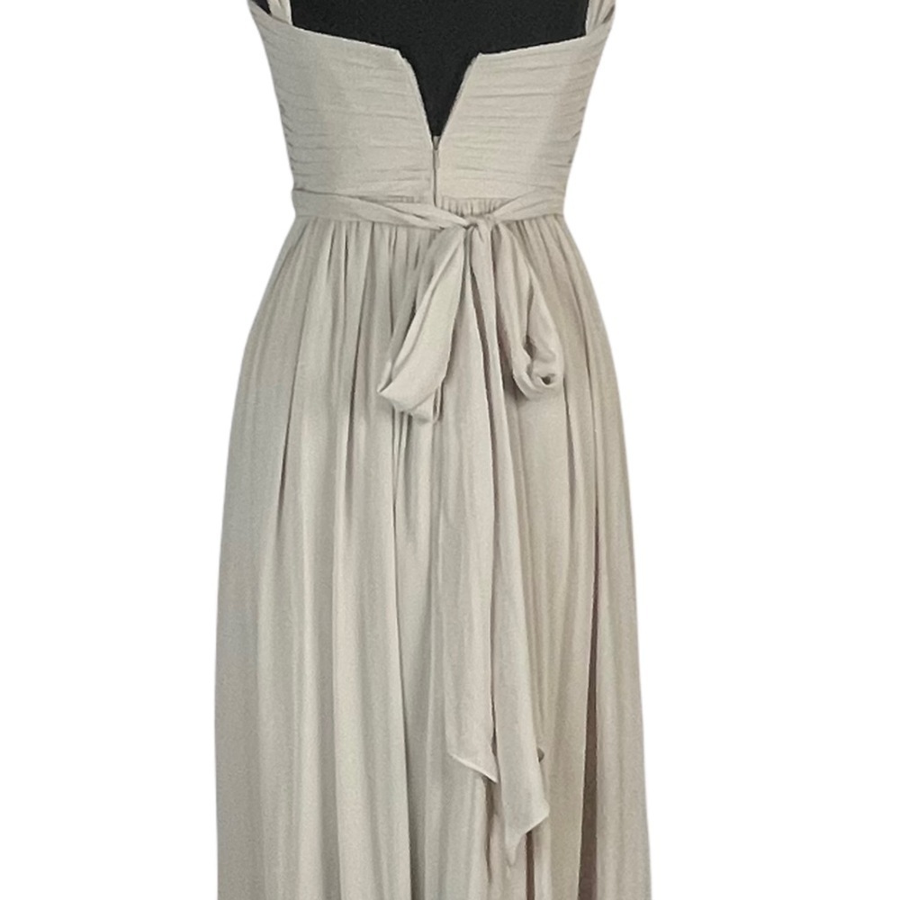 WATTERS MICAH SANDSTONE CRINKLE CHIFFON A LINE HALTER BRIDESMAID FORMAL GOWN - Picture 9 of 16